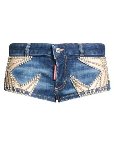 Dsquared2 Woman Denim Shorts Blue Size 0 Cotton, Elastane