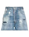 Dsquared2 Woman Denim Shorts Blue Size 10 Cotton, Elastomultiester In Blue