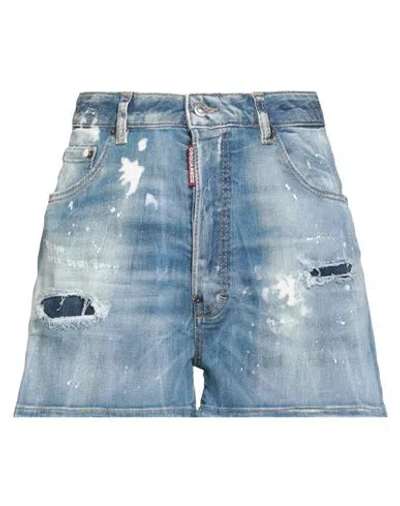 Dsquared2 Woman Denim Shorts Blue Size 10 Cotton, Elastomultiester