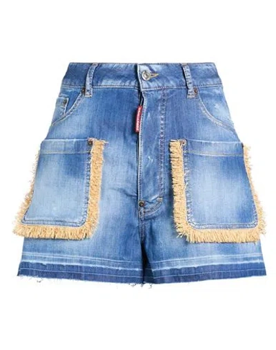 Dsquared2 Woman Denim Shorts Blue Size 6 Cotton, Elastane