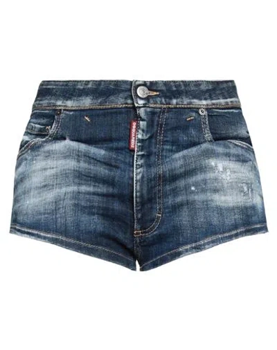 Dsquared2 Woman Denim Shorts Blue Size 4 Cotton, Elastane