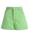 Dsquared2 Woman Denim Shorts Green Size 4 Cotton, Elastane