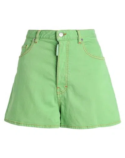 Dsquared2 Woman Denim Shorts Green Size 2 Cotton, Elastane