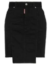 Dsquared2 Woman Denim Skirt Black Size 12 Cotton, Elastomultiester, Elastane