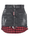 Dsquared2 Woman Denim Skirt Black Size 4 Cotton, Elastomultiester, Elastane In Black