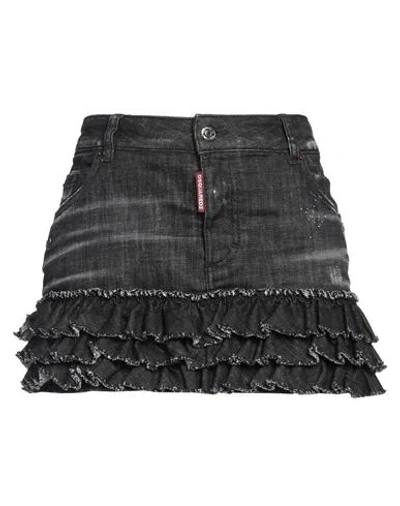 Dsquared2 Woman Denim Skirt Black Size 6 Cotton, Elastane