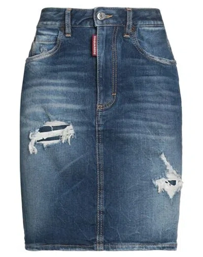 Dsquared2 Woman Denim Skirt Blue Size 00 Cotton, Elastane