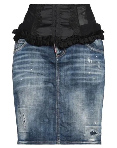 Dsquared2 Woman Denim Skirt Blue Size 8 Cotton, Elastane, Polyester