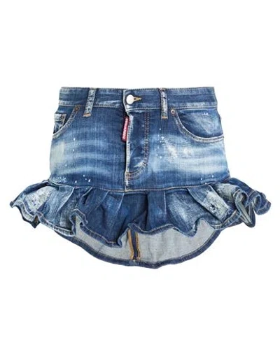 Dsquared2 Woman Denim Skirt Blue Size 6 Cotton, Elastane