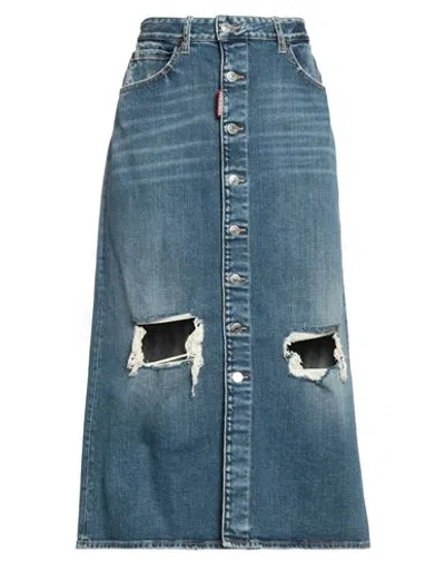 Dsquared2 Woman Denim Skirt Blue Size 6 Cotton, Elastane