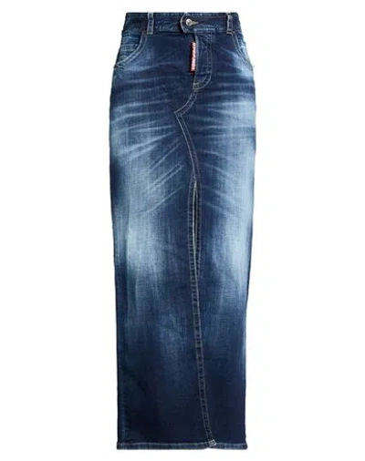 Dsquared2 Woman Denim Skirt Blue Size 6 Cotton, Elastane, Calfskin