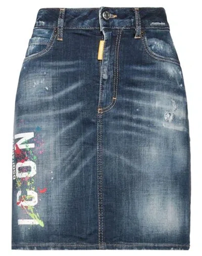 Dsquared2 Woman Denim Skirt Blue Size 8 Cotton, Eco Polyester