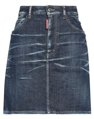 Dsquared2 Woman Denim Skirt Blue Size 4 Cotton, Elastane, Calfskin