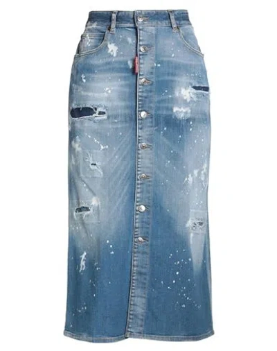 Dsquared2 Woman Denim Skirt Blue Size 6 Cotton, Elastomultiester, Elastane