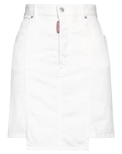 Dsquared2 Woman Denim Skirt White Size 12 Cotton, Elastomultiester, Elastane