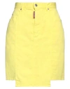 Dsquared2 Woman Denim Skirt Yellow Size 12 Cotton, Elastomultiester, Elastane In Yellow
