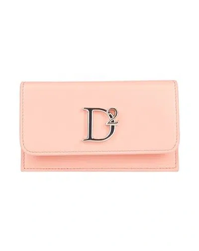 Dsquared2 Woman Document Holder Salmon Pink Size - Leather In Pink
