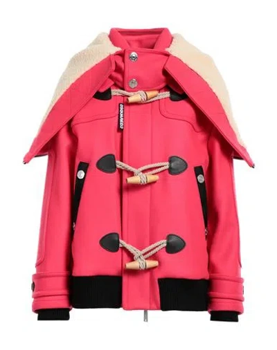 Dsquared2 Woman Puffer Coral Size 4 Virgin Wool, Polyamide, Elastane In Red