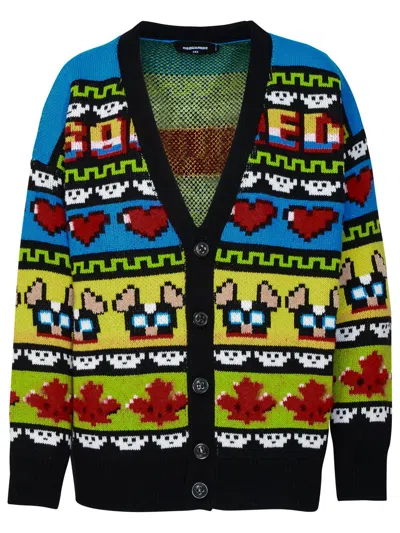 DSQUARED2 DSQUARED2 MULTICOLORED WOOL CARDIGAN WOMAN