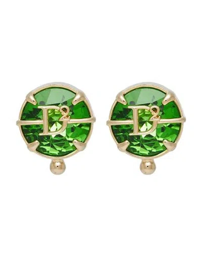 Dsquared2 Logo-plaque Crystal-embellished Earrings In Green