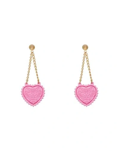 Dsquared2 Woman Earrings Pink Size - Resin, Tin Alloy, Brass