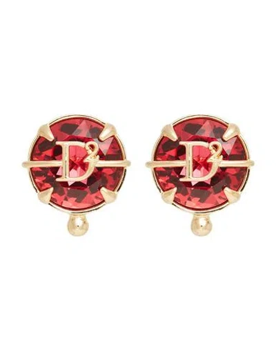 Dsquared2 Woman Earrings Red Size - Tin Alloy, Brass, Glass