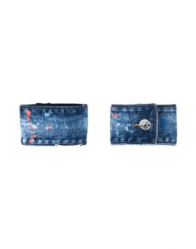 Dsquared2 Woman Gloves Blue Size 2 Cotton, Elastane