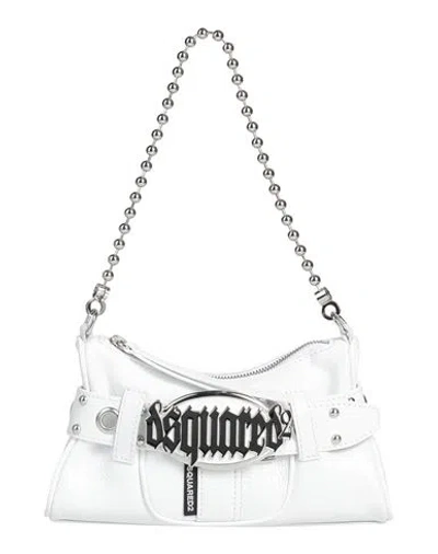 Dsquared2 Gothic Logo Belted Leather Clutch In White