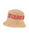 Dsquared2 D-squared2 Woman's Straw Hat With Logo In Beige