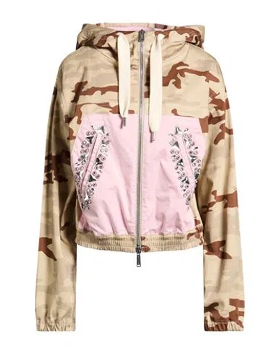 Dsquared2 Woman Jacket Beige Size 6 Cotton, Elastane In Sand