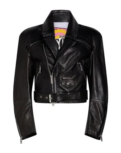 Dsquared2 Woman Jacket Black Size 0 Cow Leather