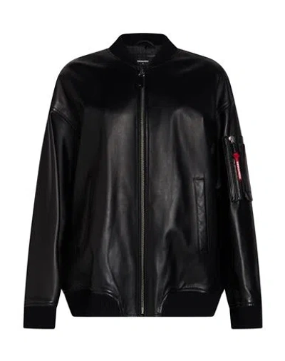 Dsquared2 Woman Jacket Black Size 0 Ovine Leather