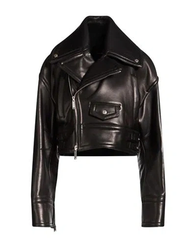 Dsquared2 Woman Jacket Black Size 2 Ovine Leather