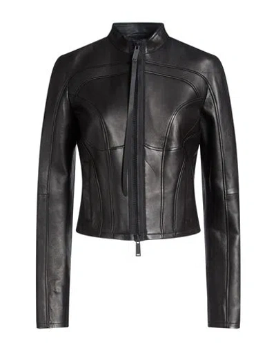 Dsquared2 Woman Jacket Black Size 8 Ovine Leather