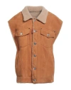 Dsquared2 Woman Jacket Camel Size 6 Shearling In Beige
