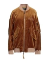 Dsquared2 Woman Jacket Camel Size 8 Cotton, Metallic Fiber In Beige