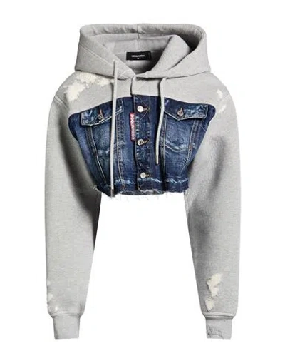 Dsquared2 Woman Jacket Grey Size L Cotton In Gray