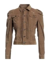 Dsquared2 Woman Jacket Khaki Size 2 Cotton, Elastane In Brown