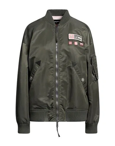 Dsquared2 Woman Jacket Military Green Size 4 Polyamide