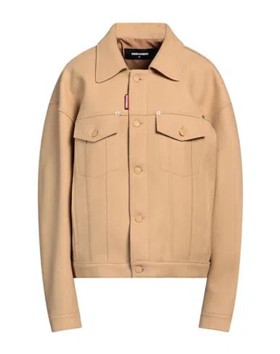 Dsquared2 Woman Jacket Sand Size 10 Virgin Wool, Polyamide In Beige
