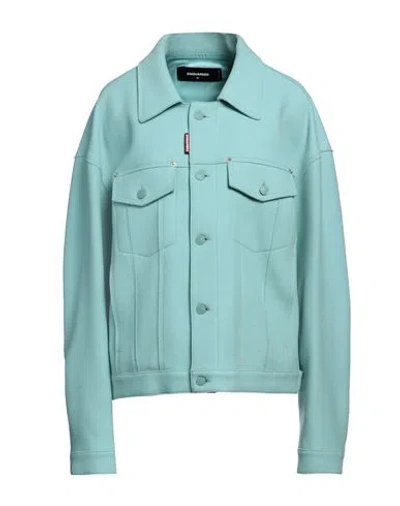 Dsquared2 Woman Jacket Turquoise Size 4 Virgin Wool, Polyamide In Blue
