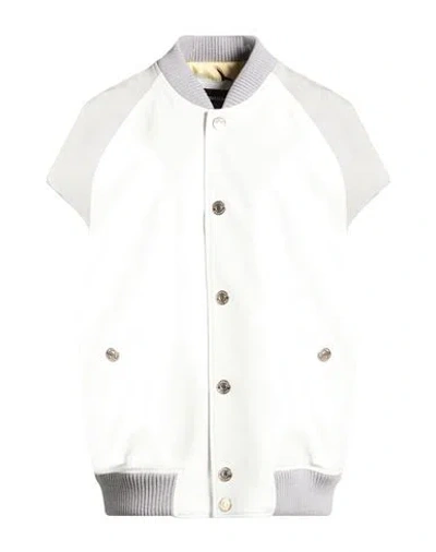 Dsquared2 Woman Jacket White Size 6 Ovine Leather, Goat Skin, Wool, Polyamide, Elastane