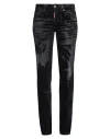 Dsquared2 Woman Jeans Black Size 10 Cotton, Elastane, Cow Leather In Black