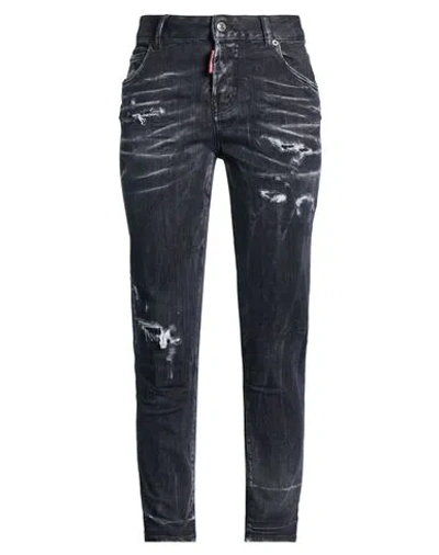 Dsquared2 Woman Jeans Black Size 10 Cotton, Elastomultiester, Elastane In Blue