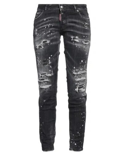 DSQUARED2 DSQUARED2 WOMAN JEANS BLACK SIZE 10 COTTON, ELASTOMULTIESTER, ELASTANE