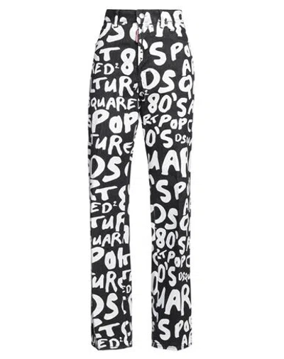 Dsquared2 Logo-lettering Cotton Blend Slim-fit Trousers In Black