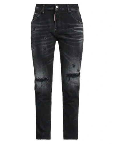 DSQUARED2 DSQUARED2 WOMAN JEANS BLACK SIZE 4 COTTON, CALFSKIN