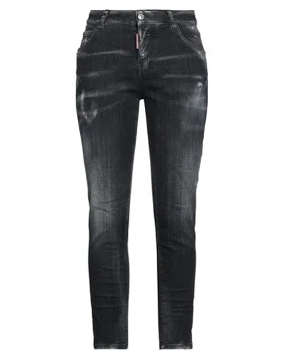 Dsquared2 Woman Jeans Black Size 10 Cotton, Elastomultiester, Elastane, Calfskin