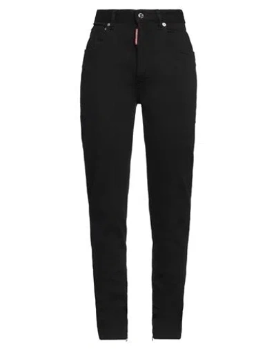 Dsquared2 Woman Jeans Black Size 4 Cotton, Elastomultiester, Elastane, Polyester, Cow Leather