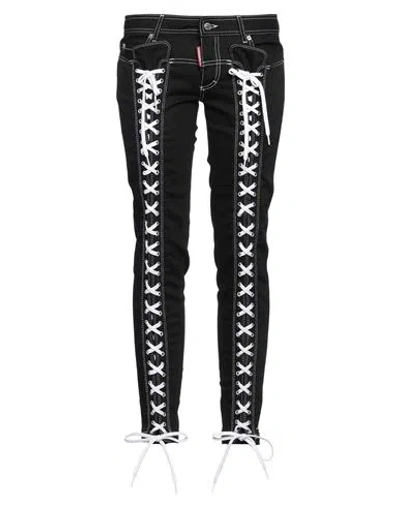 DSQUARED2 DSQUARED2 WOMAN JEANS BLACK SIZE 8 COTTON, ELASTANE
